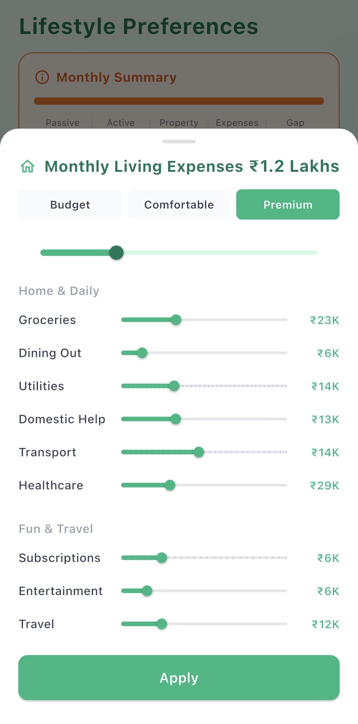 Breather monthly expenses — lifestyle cost breakdown by category
